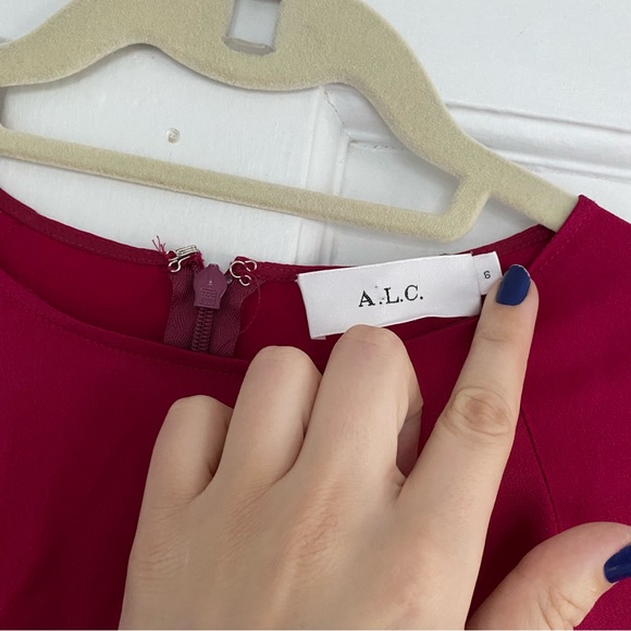 A.L.C. Asymmetrical Berry Tilly Dress Size 6 - Picture 6 of 9